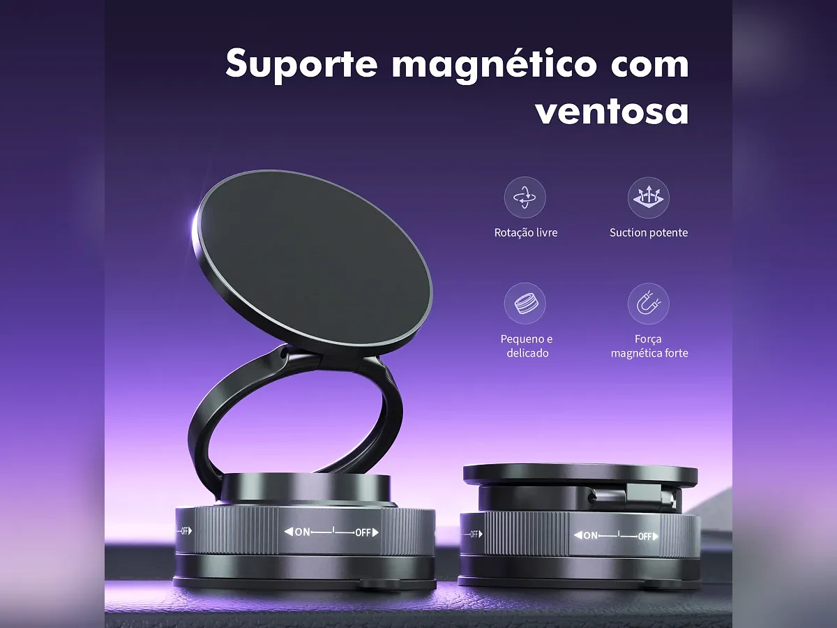 Suporte magnético para carro com ventosa