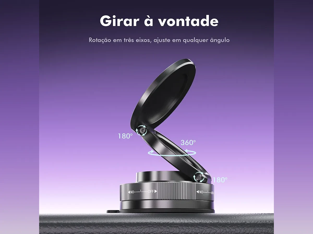 Suporte magnético para carro com ventosa