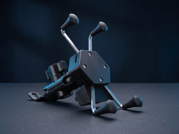 Suporte de celular para moto preto com garras em formato de aranha